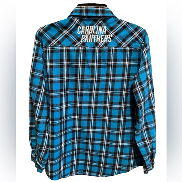 NFL Team Apparel Carolina Panthers Plaid Flannel Button-Down Shirt Women’s XL - Picture 2 of 8
